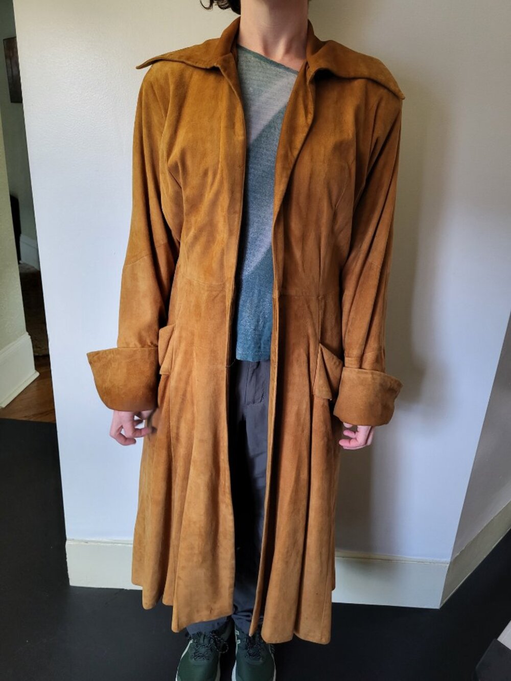vintage 70's long suede women's duster coat 12